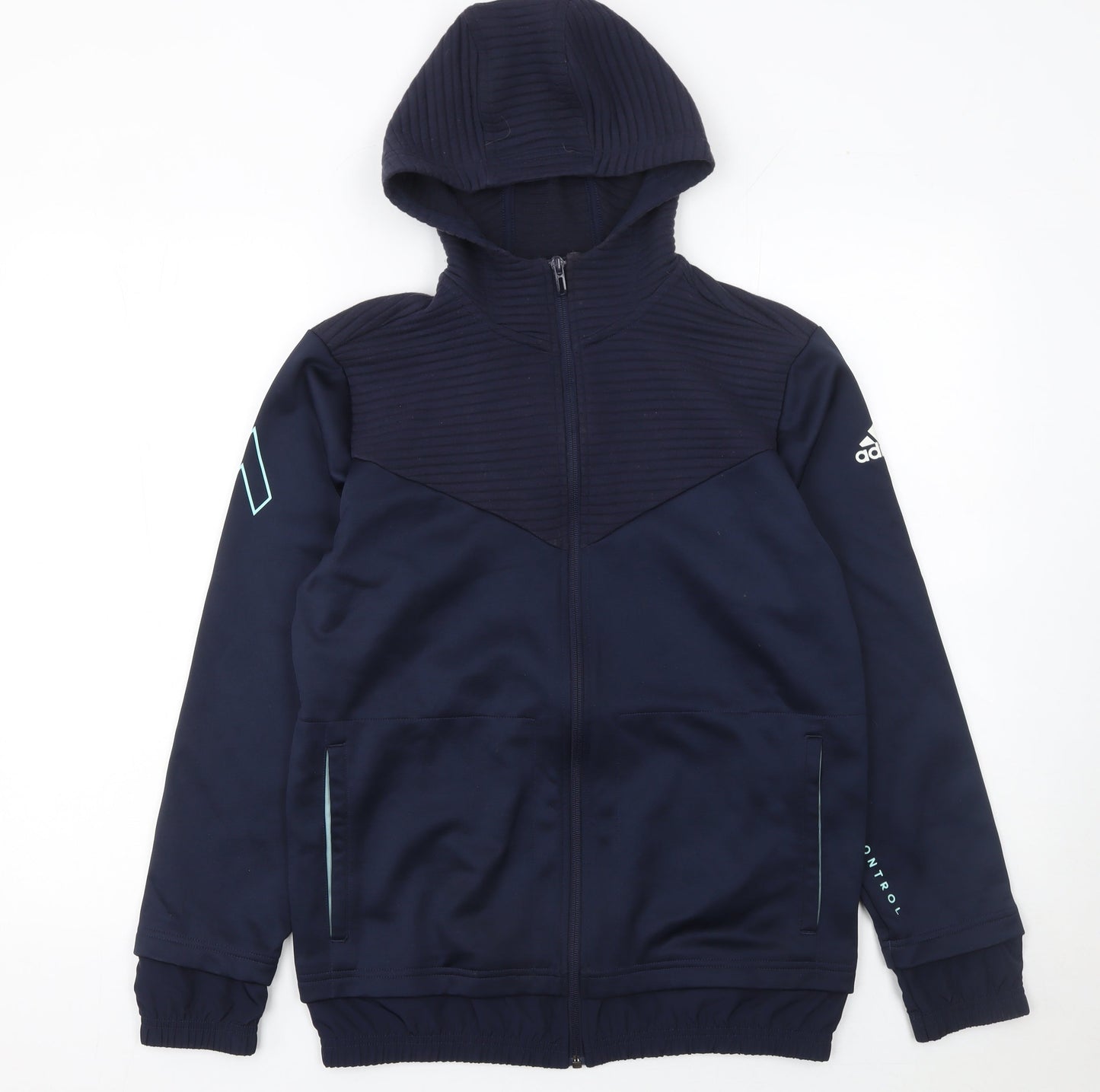 Boys UK Size 13-14 Years adidas Blue Full Zip Hoodie
