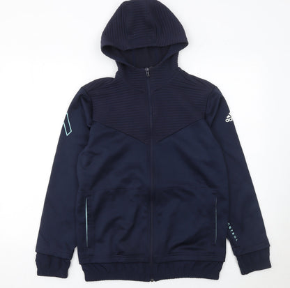 Boys UK Size 13-14 Years adidas Blue Full Zip Hoodie