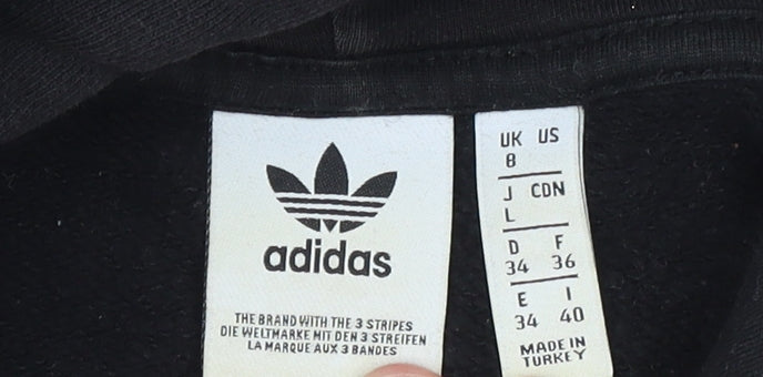 Womens UK Size 8 adidas Black Pullover Hoodie