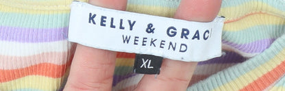 Womens UK Size XL Kelly & Grace Multicoloured Basic T-Shirt