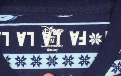 Disney Lilo & Stitch Men's Blue Christmas Cotton Pyjama Top M