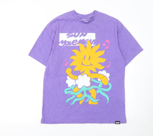 Mens UK Size S Pull & Bear Purple  T-Shirt