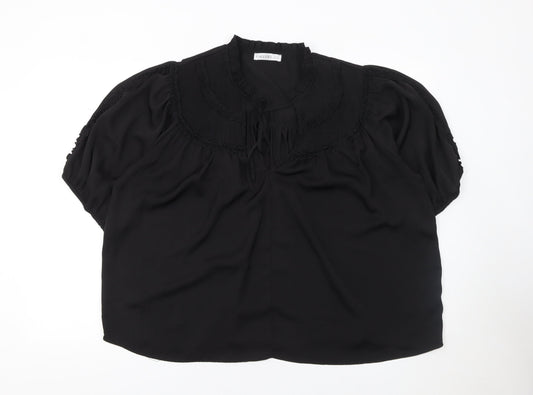 Womens UK Size XL Gallery Black Tunic Blouse