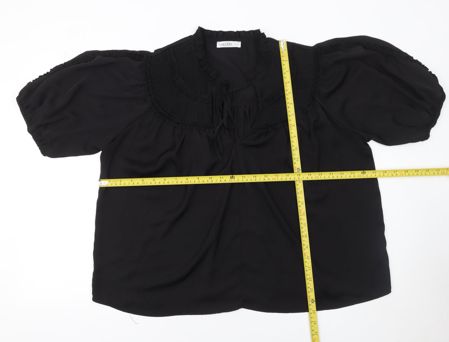 Womens UK Size XL Gallery Black Tunic Blouse