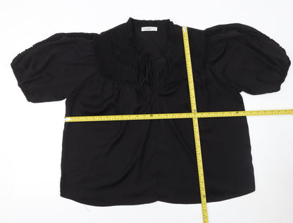 Womens UK Size XL Gallery Black Tunic Blouse