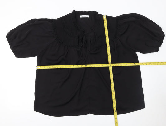 Womens UK Size XL Gallery Black Tunic Blouse