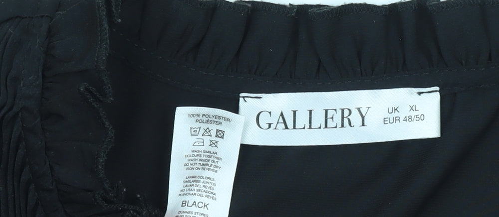 Womens UK Size XL Gallery Black Tunic Blouse