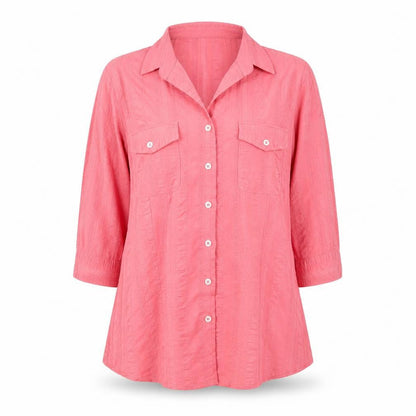Womens UK Size 14 Queensway Pink Basic Button-Up