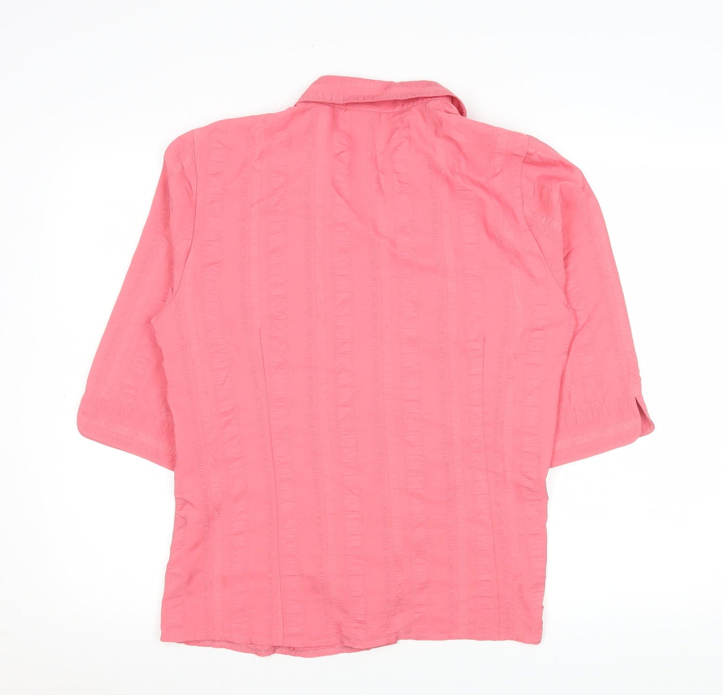 Womens UK Size 14 Queensway Pink Basic Button-Up