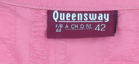 Womens UK Size 14 Queensway Pink Basic Button-Up