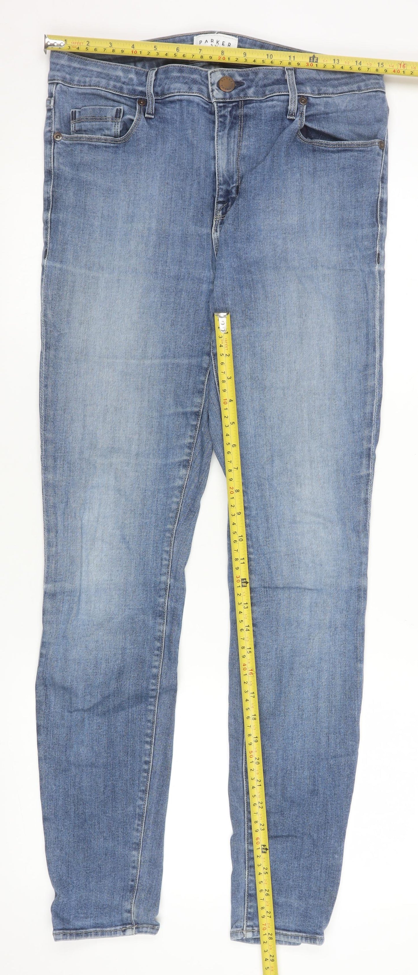 Unisex Adultss UK Size 10 Parker Smith Slim Fit Skinny Blue Jeans