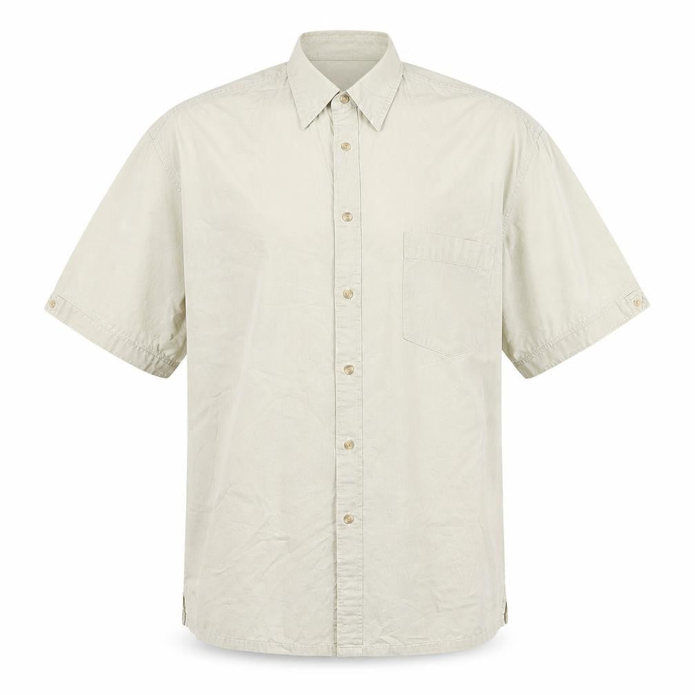 Club Room Men Beige XL Short Sleeve Cotton Button-Up Shirt