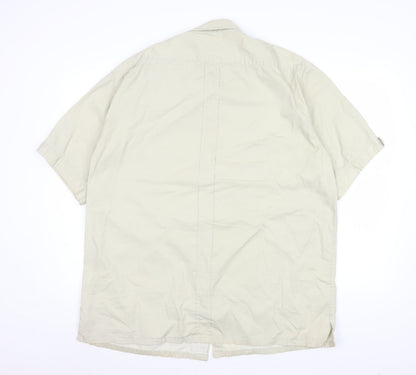 Club Room Men Beige XL Short Sleeve Cotton Button-Up Shirt