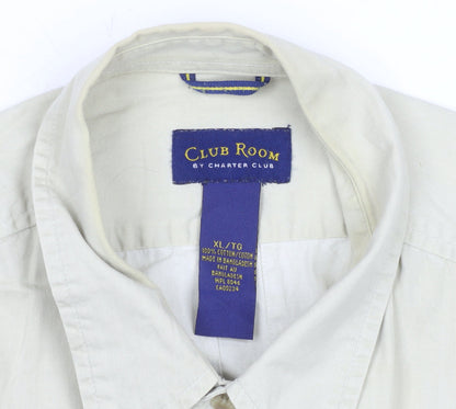 Club Room Men Beige XL Short Sleeve Cotton Button-Up Shirt
