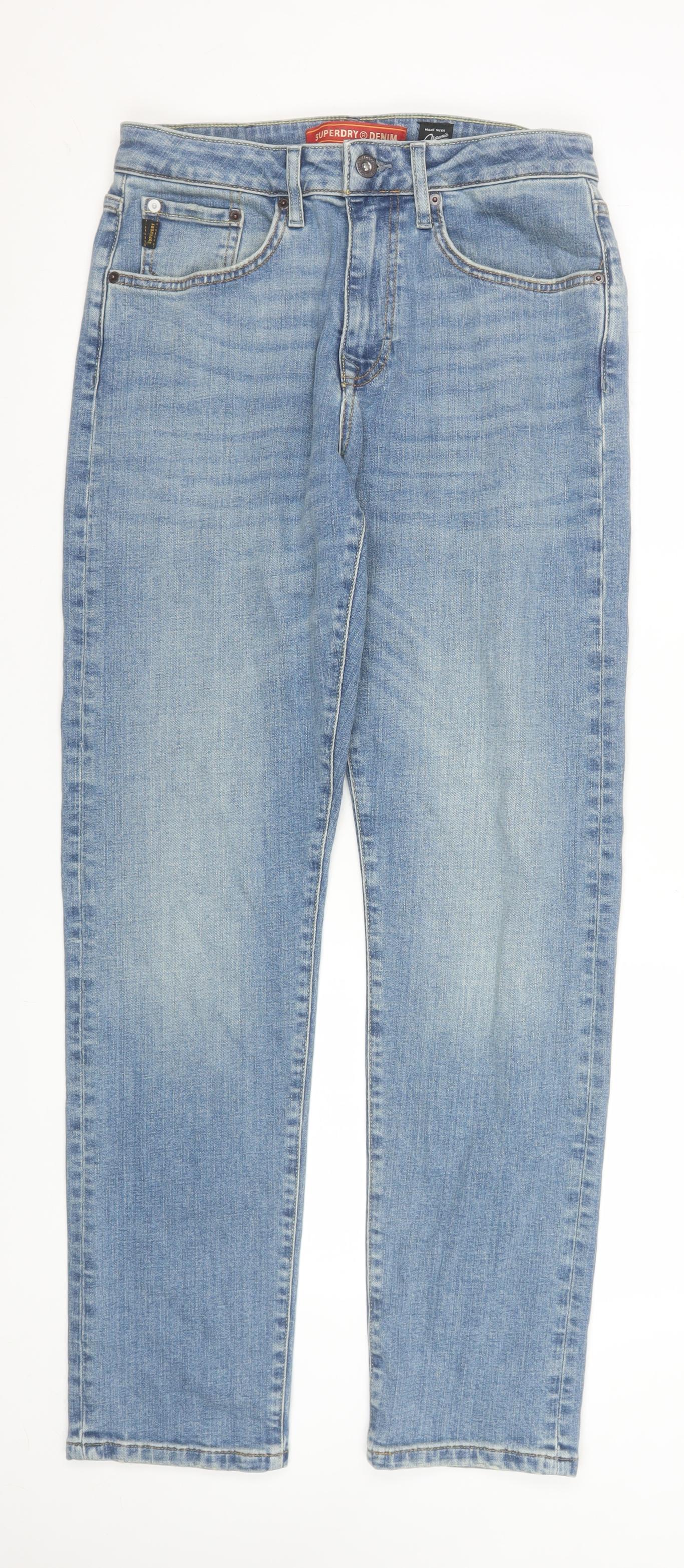 Mens UK Size M Superdry Regular Fit Straight Blue Jeans