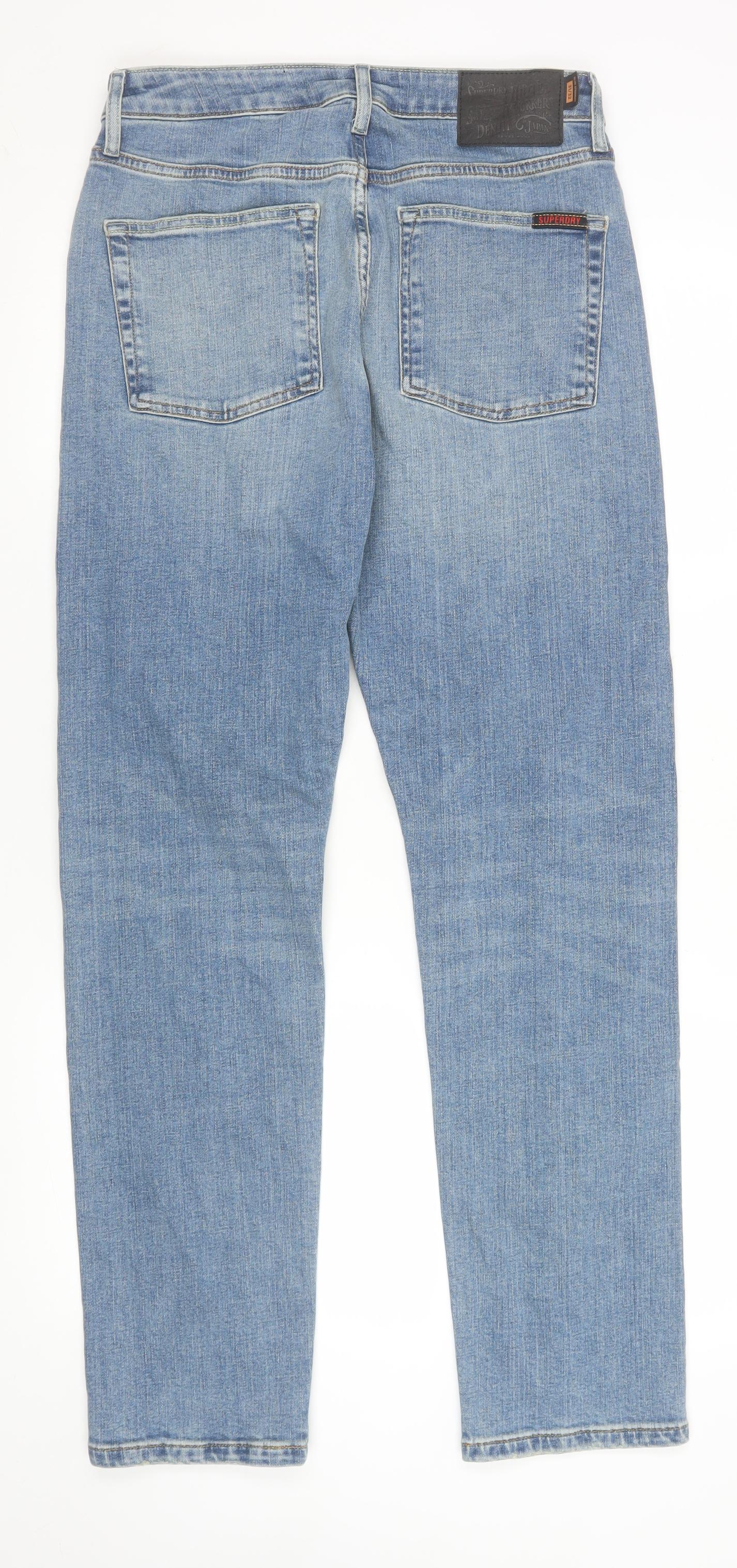 Mens UK Size M Superdry Regular Fit Straight Blue Jeans