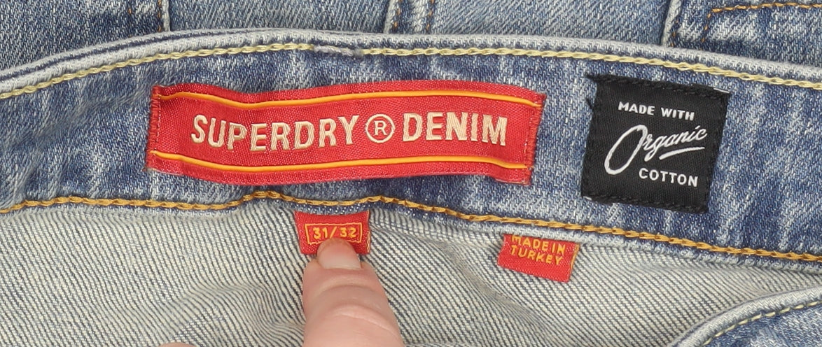 Mens UK Size M Superdry Regular Fit Straight Blue Jeans