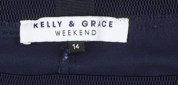 Womens UK Size 14 Kelly & Grace Regular Fit CasualTravelWorkwear Blue Trousers