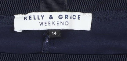 Womens UK Size 14 Kelly & Grace Regular Fit CasualTravelWorkwear Blue Trousers