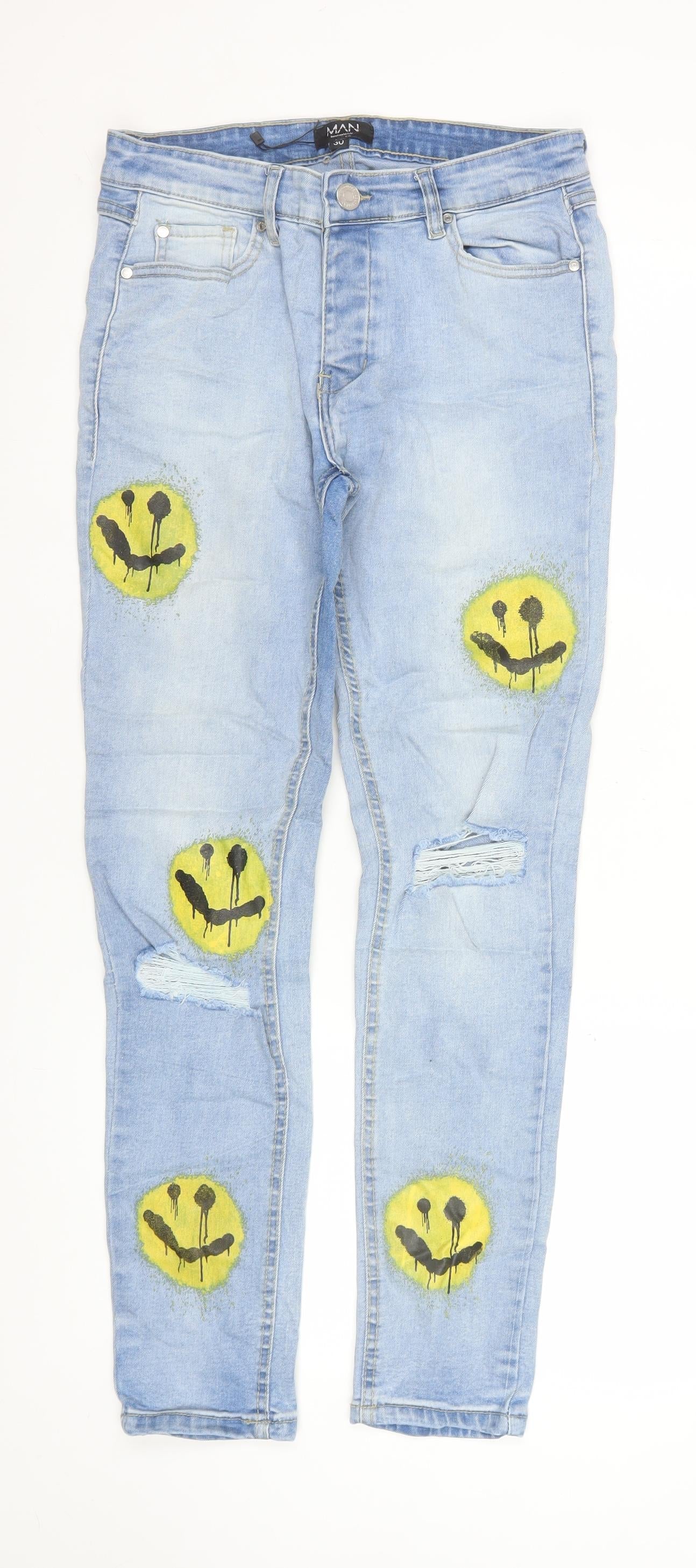 Mens UK Size 30 boohooMAN Slim Fit Skinny Blue Jeans