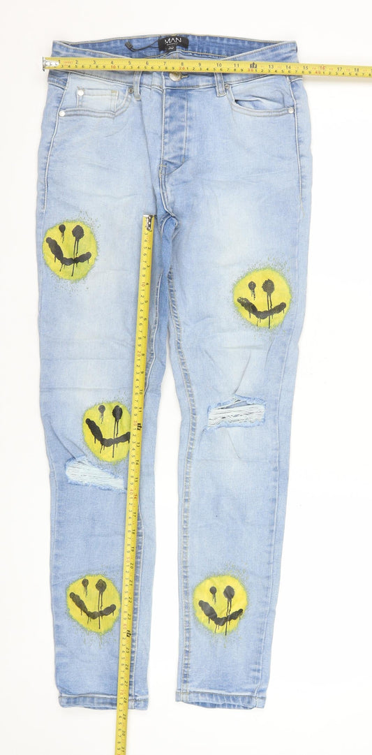 Mens UK Size 30 boohooMAN Slim Fit Skinny Blue Jeans