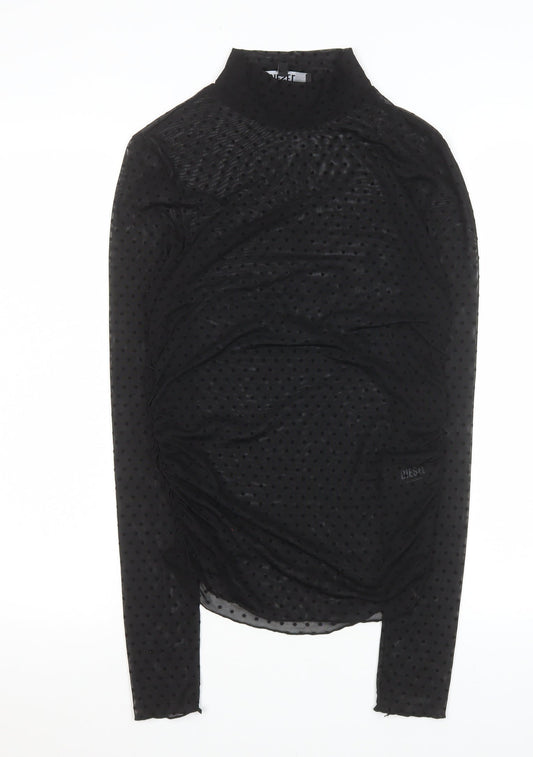 Womens UK Size M Diesel Black Sheer Blouse