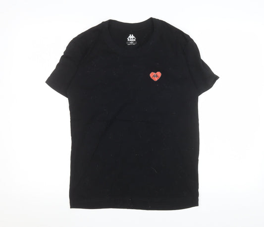 Womens UK Size XS Kappa Black Basic T-Shirt