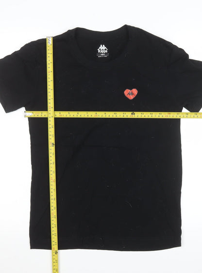 Womens UK Size XS Kappa Black Basic T-Shirt