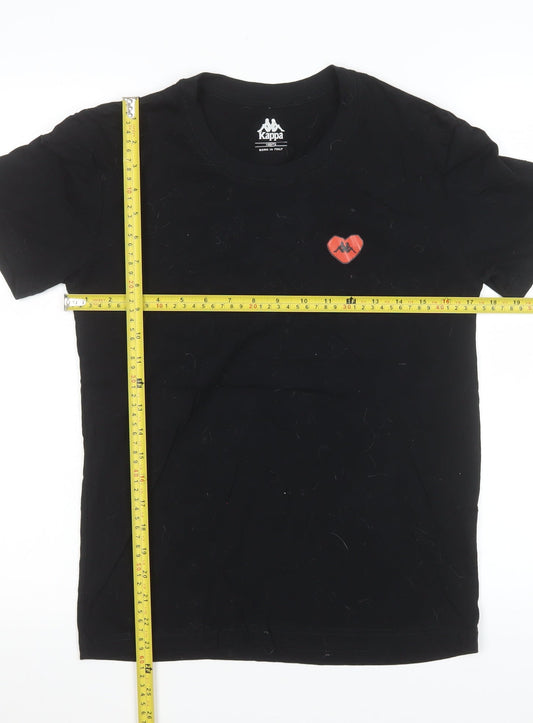 Womens UK Size XS Kappa Black Basic T-Shirt