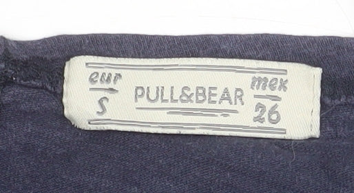Womens UK Size S Pull&Bear Grey Basic T-Shirt