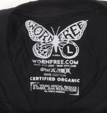 Mens UK Size L Worn Free Black  T-Shirt