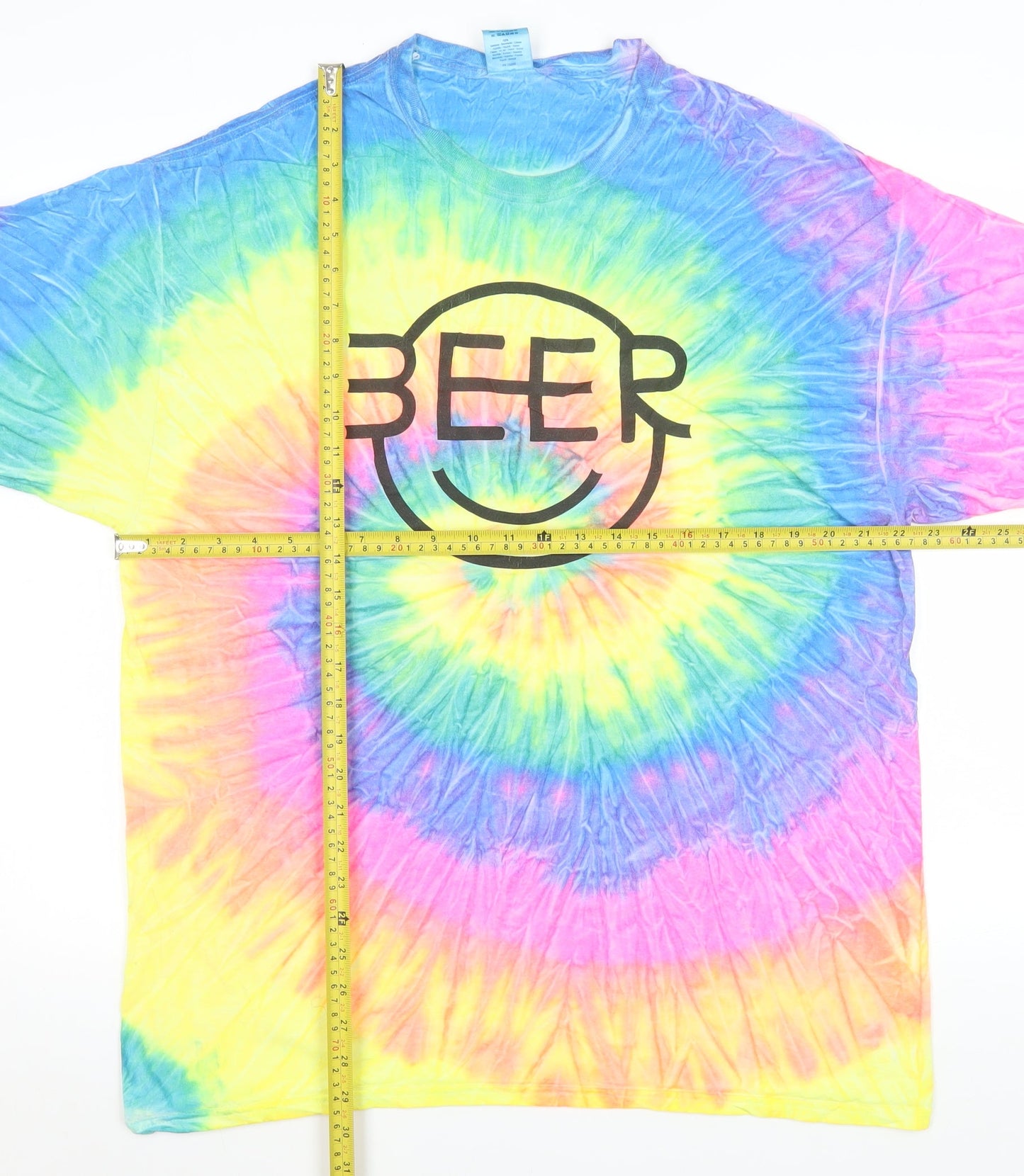 Colortone Men’s Multicoloured Tie-Dye Beer Graphic T-Shirt XL