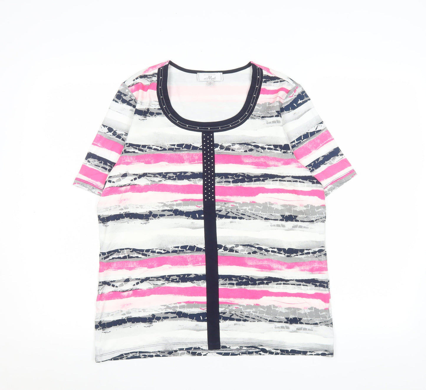 Womens UK Size L Les Collections Mat Multicoloured Basic T-Shirt