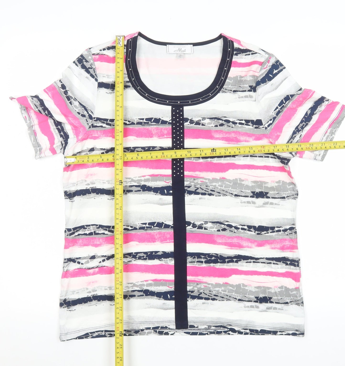 Womens UK Size L Les Collections Mat Multicoloured Basic T-Shirt