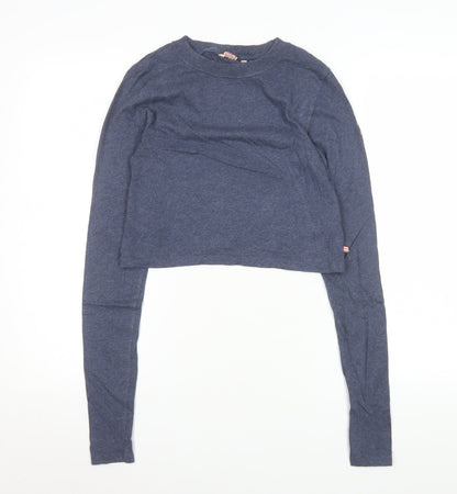 Womens UK Size 12 Superdry Blue Cropped T-Shirt
