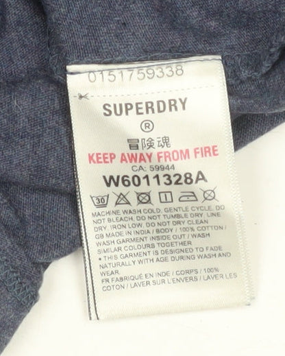 Womens UK Size 12 Superdry Blue Cropped T-Shirt