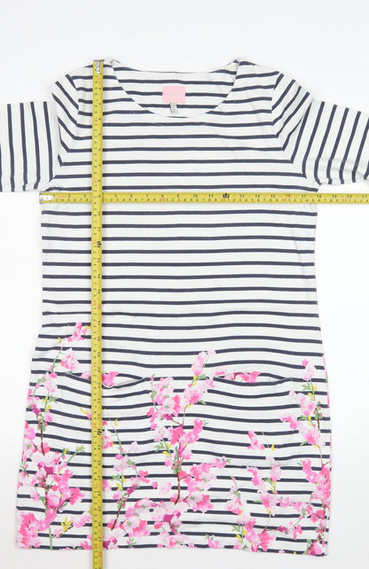 Joules Women’s Multicoloured Size 12 Striped Floral Long Sleeve Tunic Top