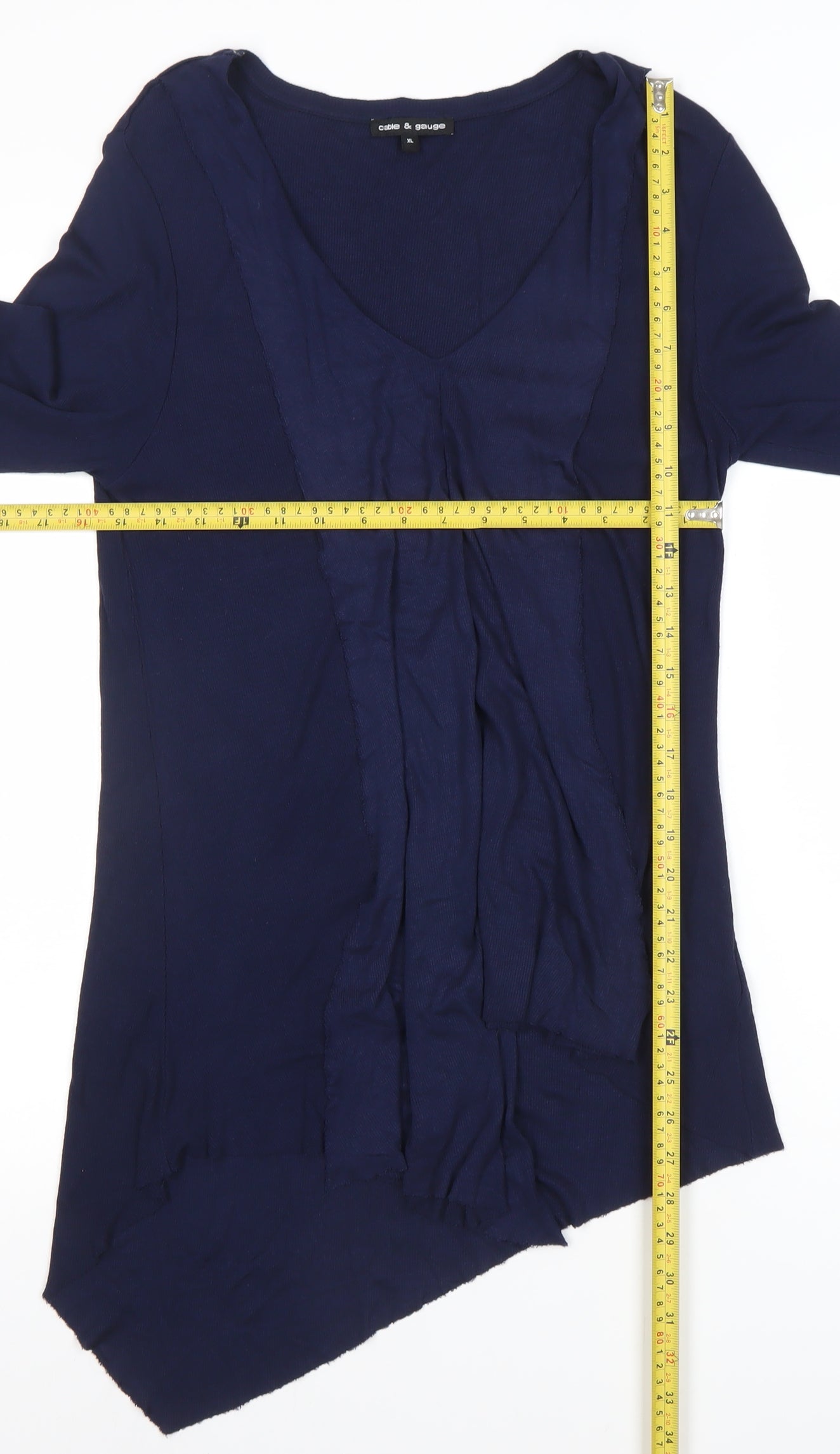 Womens UK Size XL Cable & Gauge Blue Tunic Blouse
