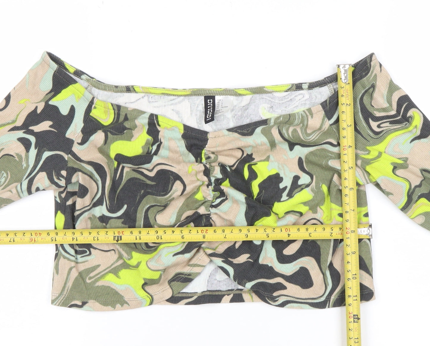 Womens UK Size L H&M Divided Multicoloured Cropped T-Shirt