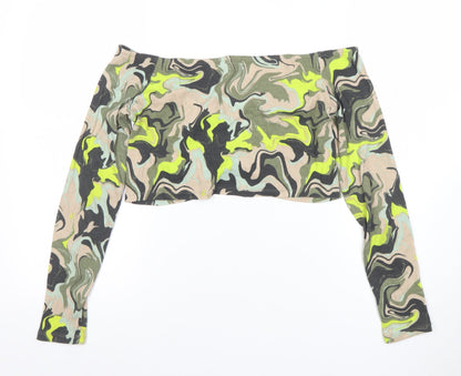 Womens UK Size L H&M Divided Multicoloured Cropped T-Shirt
