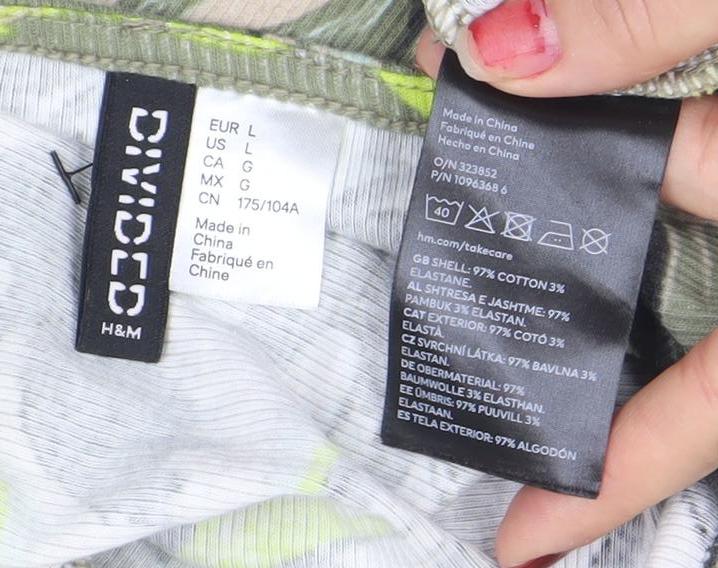 Womens UK Size L H&M Divided Multicoloured Cropped T-Shirt