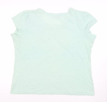 Womens UK Size 18-20 Style by EWM Green Basic T-Shirt