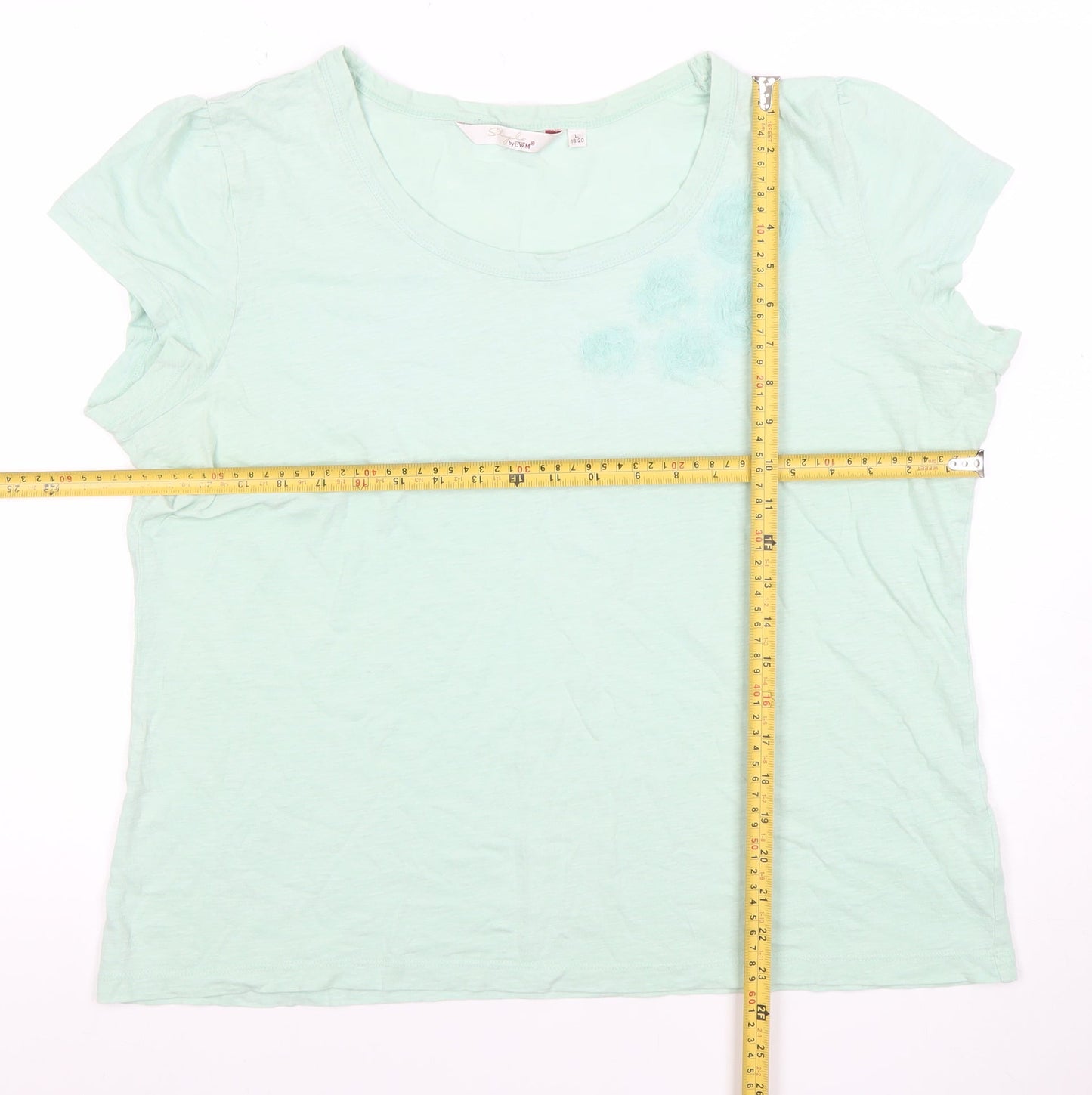 Womens UK Size 18-20 Style by EWM Green Basic T-Shirt