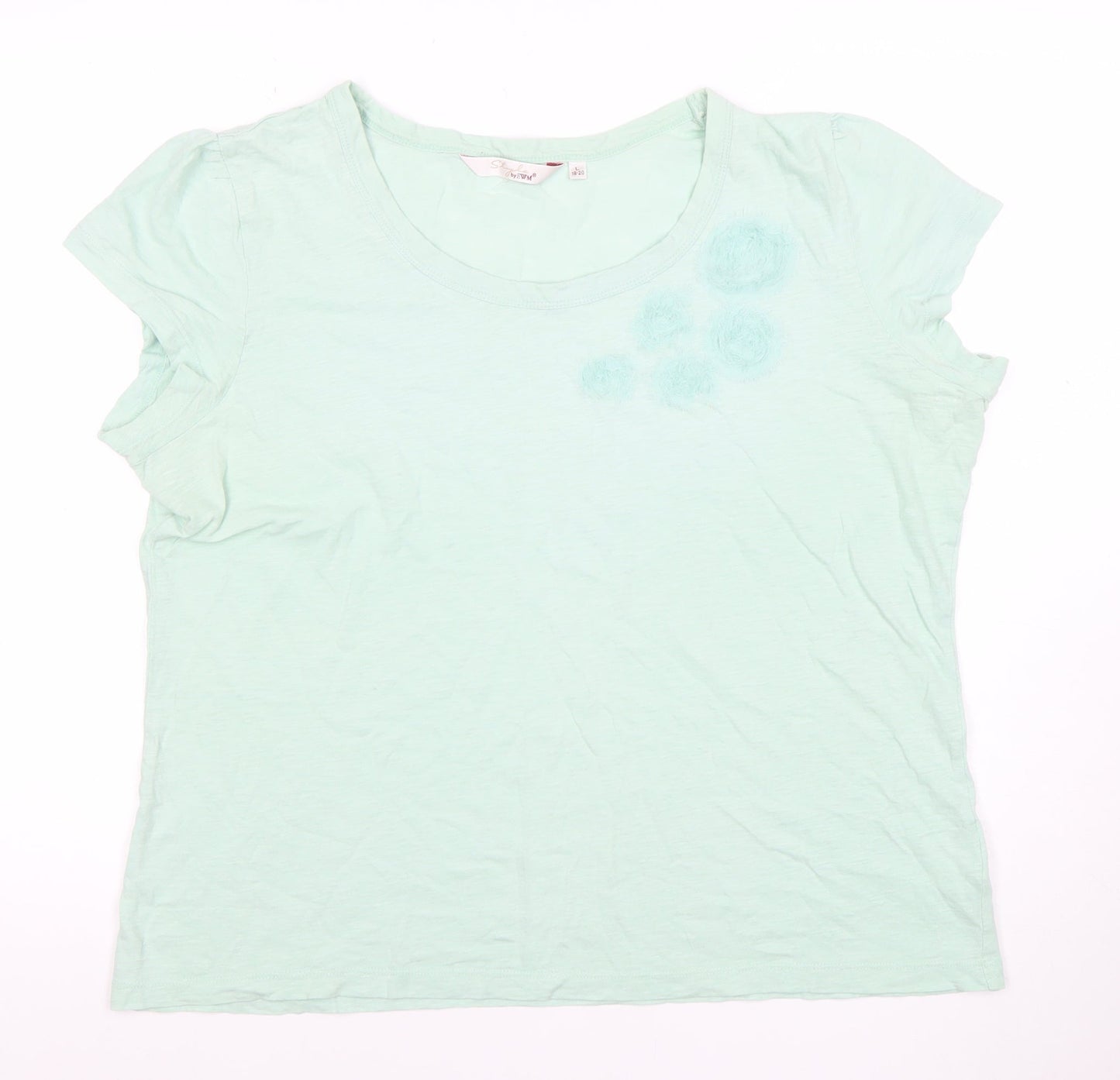 Womens UK Size 18-20 Style by EWM Green Basic T-Shirt