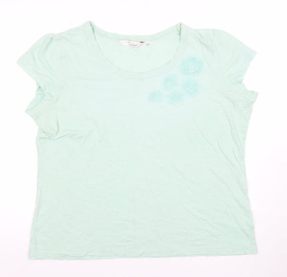Womens UK Size 18-20 Style by EWM Green Basic T-Shirt