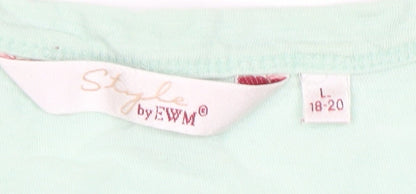 Womens UK Size 18-20 Style by EWM Green Basic T-Shirt