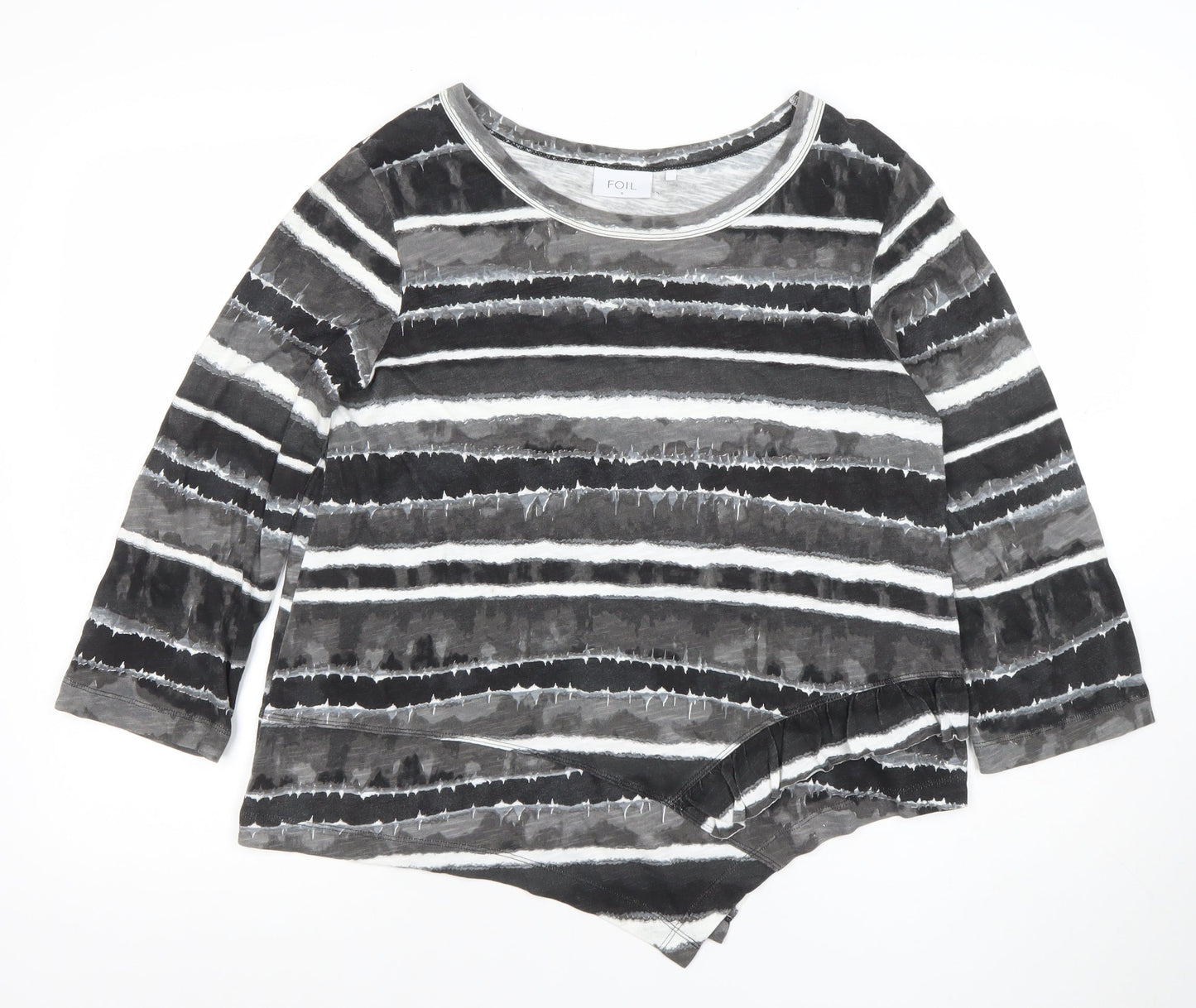 Womens UK Size S FOIL Grey Basic T-Shirt
