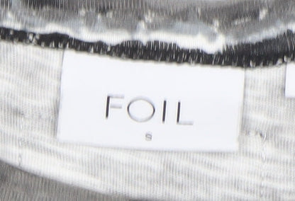 Womens UK Size S FOIL Grey Basic T-Shirt