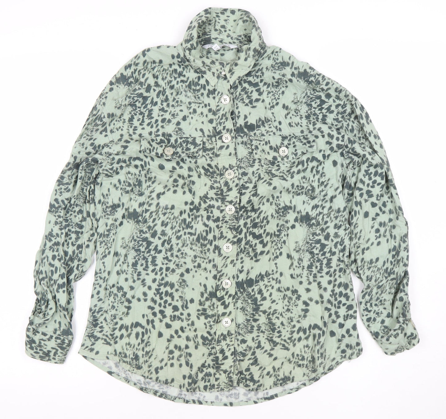 Womens UK Size 6 NEXT Green Classic Button-Up