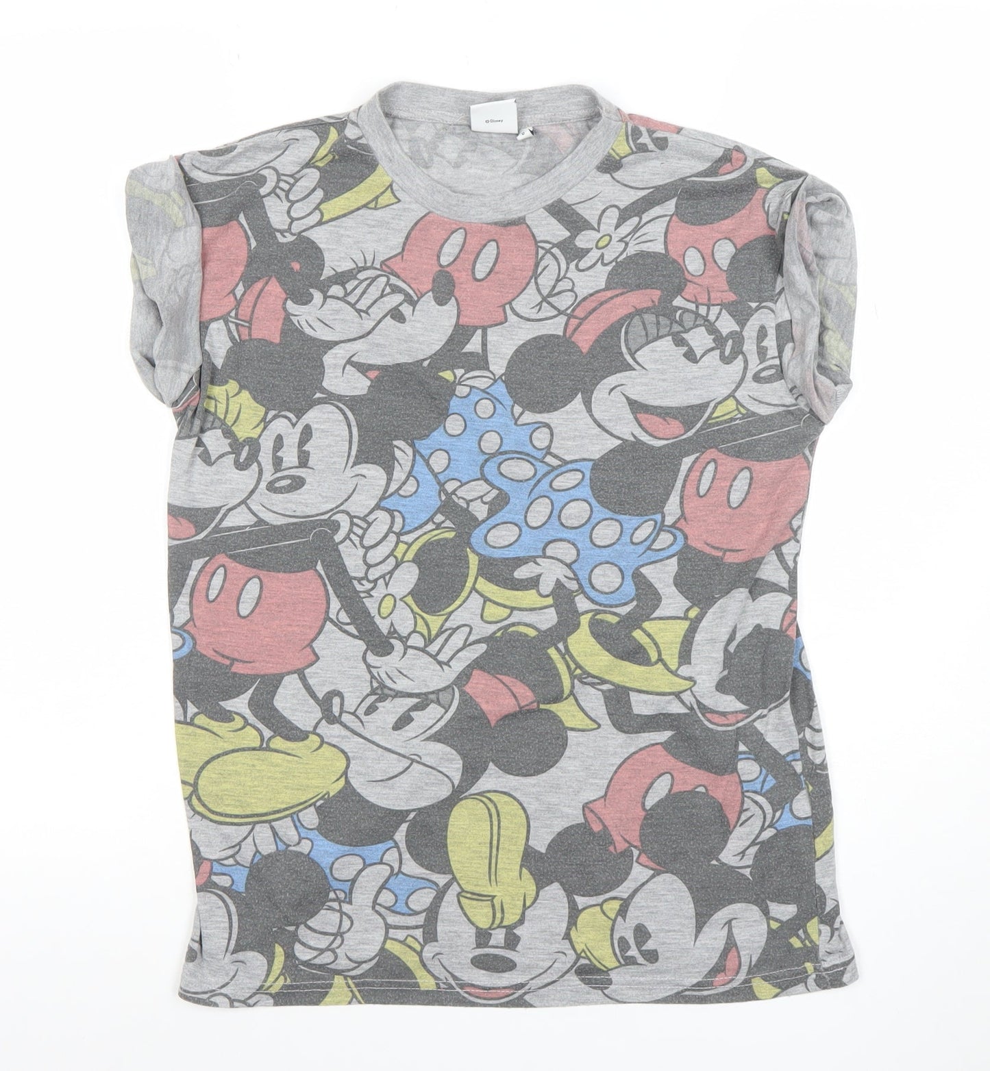 Womens UK Size S Disney Grey Basic T-Shirt